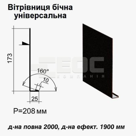 Вітрова планка бічна універсальна RAL 033 PEMA 0,5 мм 