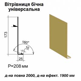 Ветровая планка боковая универсальная RAL 1002 PE 0,45 мм