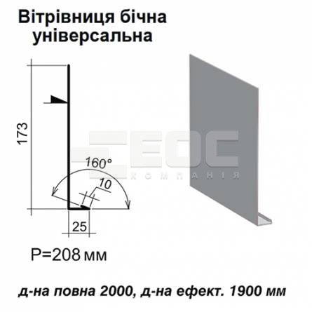 Ветровая планка боковая универсальная RAL 7000 PE 0,45 мм