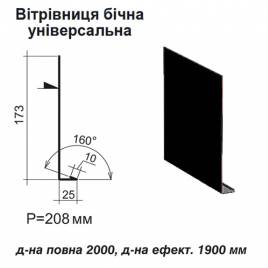 Ветровая планка боковая универсальная RAL 9005 PE 0,5 мм