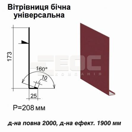 Ветровая планка боковая универсальная RAL 028 PURMAT 0,5 мм
