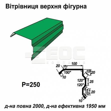 Вітрова планка фігурна RAL 6002 PE 0,5 мм