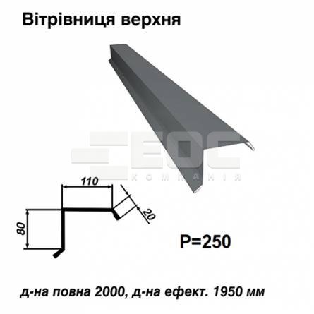 Вітрова планка верхня RAL 7024 PE 0,5 мм