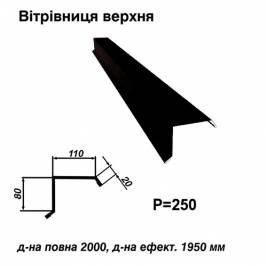 Вітрова планка верхня RAL 9005 PE 0,45 мм