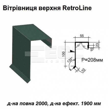 Вітрова планка верхня Retroline RAL 011 PURMAT 0,5 мм