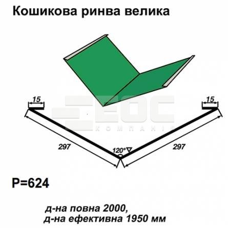 Ендова большая RAL 6002 PE 0,45 мм