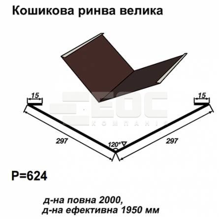 Кошикова ринва велика RAL 8017 PE 0,45 мм