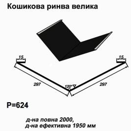 Ендова большая RAL 9005 PE 0,5 мм
