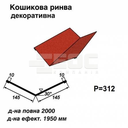 Кошикова ринва декоративна RAL 028 PEMA 0,5 мм