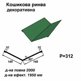 Кошикова ринва декоративна RAL 6005 PEMA 0,45 мм  