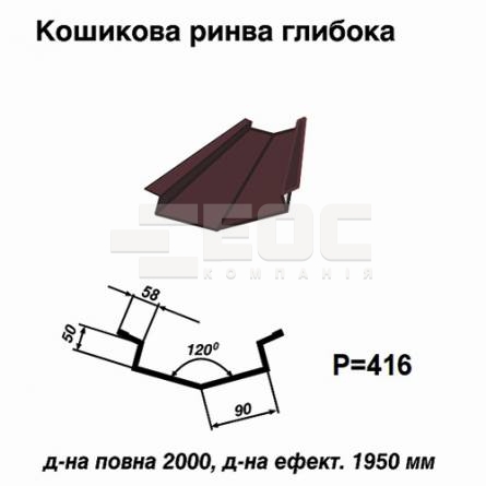 Ендова глубокая RAL 8016 PE 0,45 мм