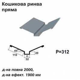 Кошикова ринва пряма RAL 7000 PE 0,45 мм