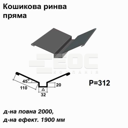 Кошикова ринва пряма RAL 7024 PE 0,45 мм