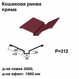 Кошикова ринва пряма RAL 028 PURMAT 0,5 мм  
