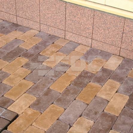 Тротуарная плитка Кирпич Роттердам Антик 250х120х65 (полный прокрас) Персиковый